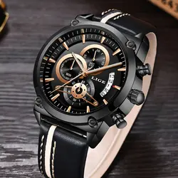 Relogio Masculino LIGE мужские часы лучший бренд аналоговые кварцевые часы мужские военные водостойкие хронограф кожаные спортивные часы