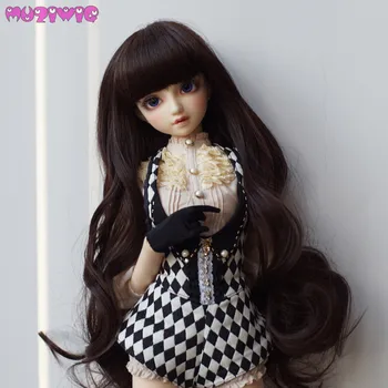 

MUZIWIG Synthetic Dark Auburn Deep Curly doll wig hair with full bangs for bjd 1/3 1/4 1/6 SD dolls wigs accessories On Sale