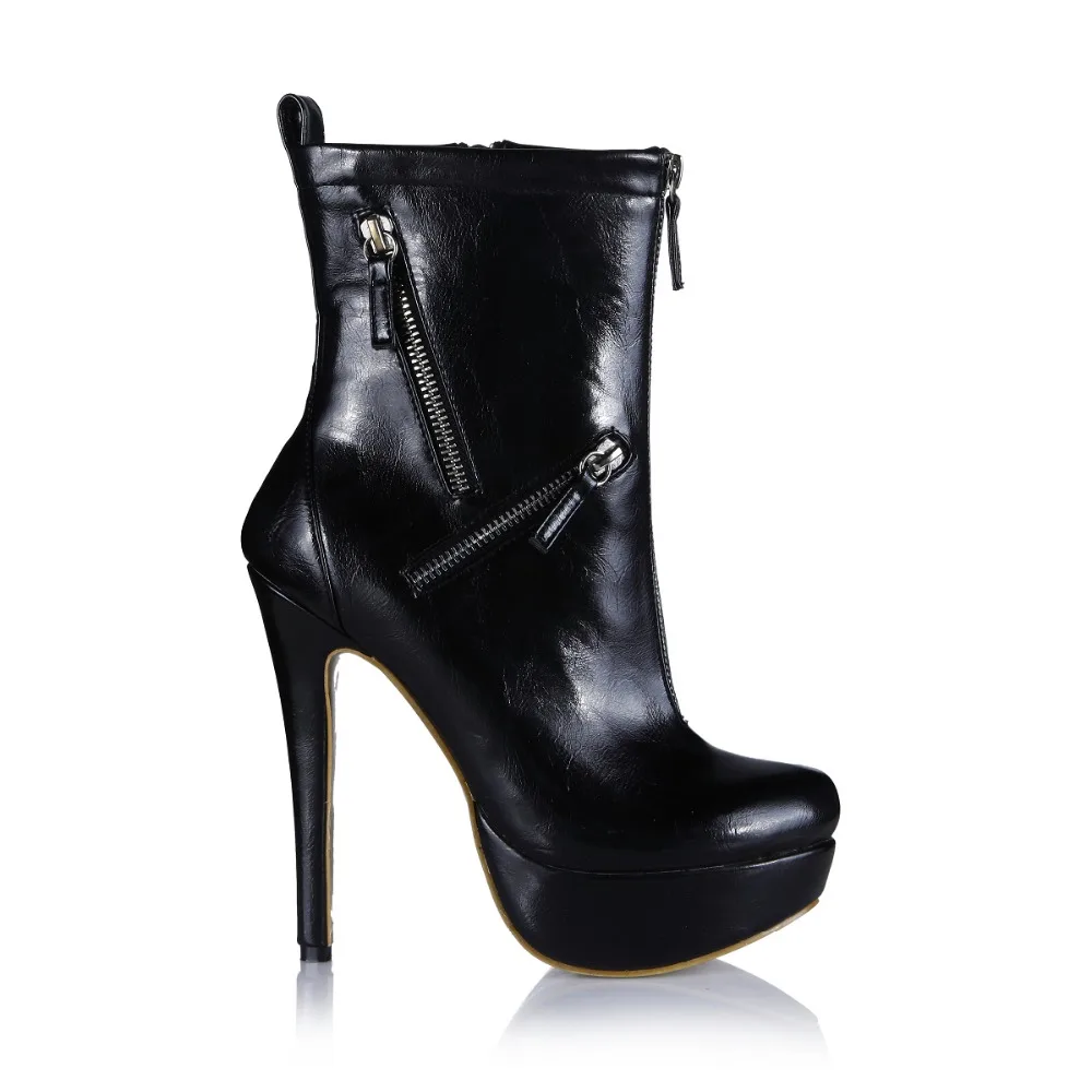 Весенне-осенние черные пикантные женские ботильоны на высоком каблуке; брендовые ботинки; туфли-лодочки на каблуке-шпильке; женская обувь размера плюс 34-43