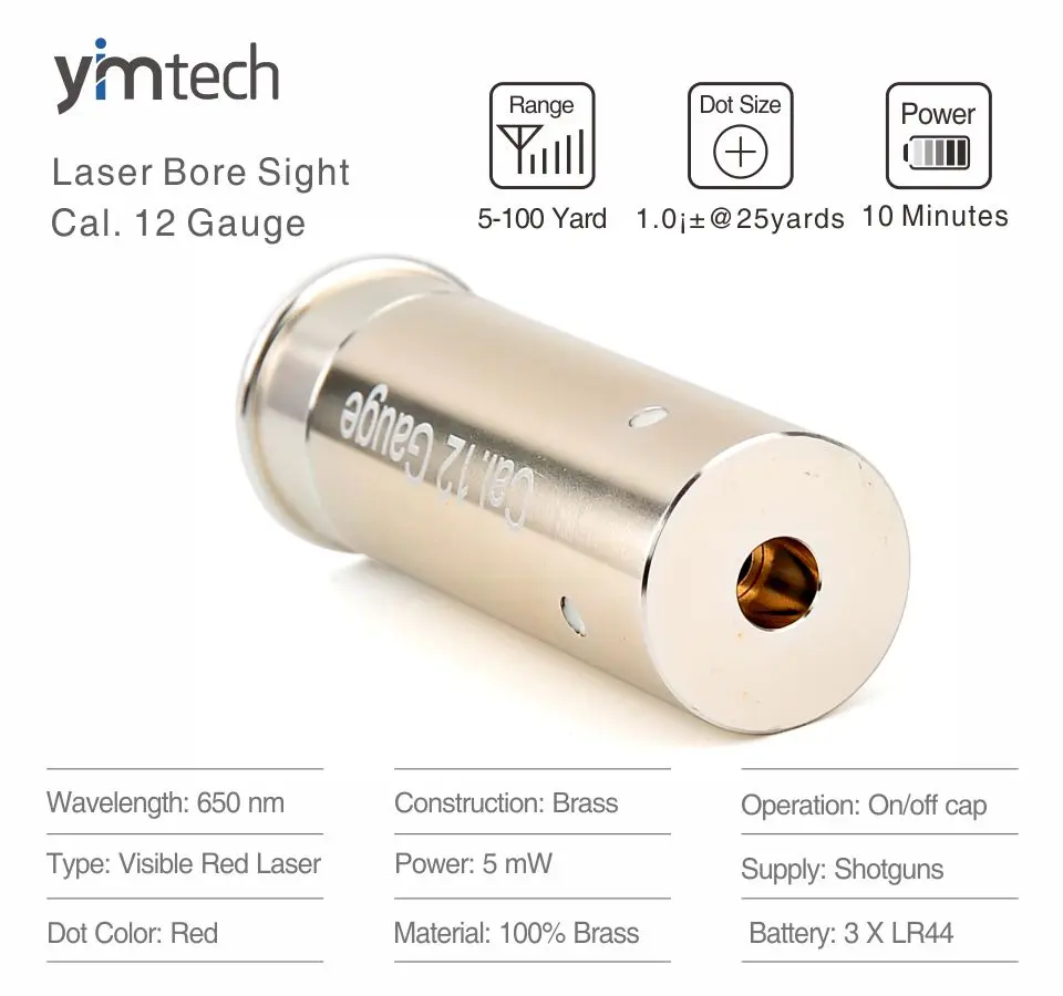 12 калибровочных отверстий лазерные наружные охотничьи принадлежности, высокоточный прицел лазерный Прицельный boresighter лазерный 12 калибровочный Калибр дробовик