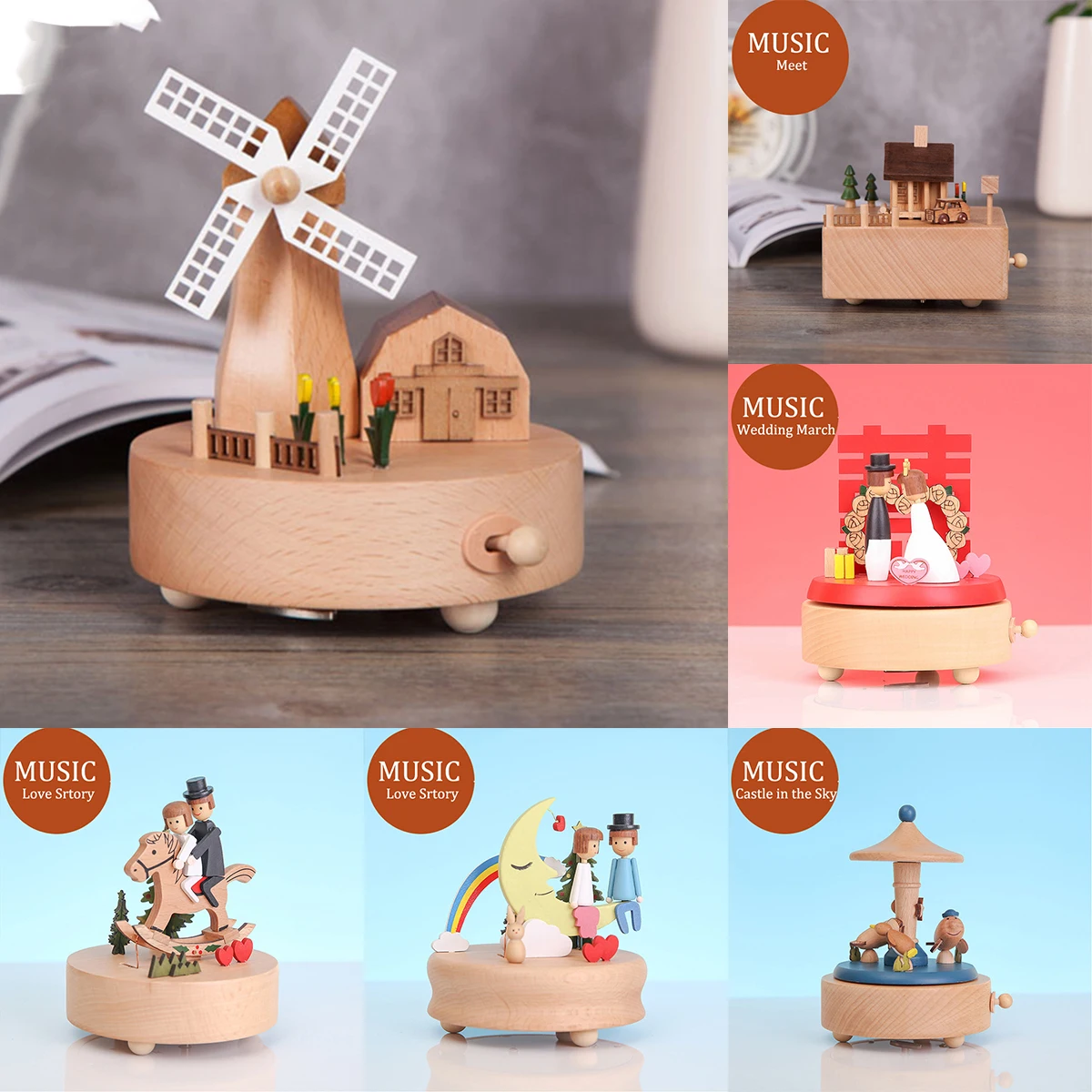 

New Wood Music Box Caja Musical Wooden Boxes Handmade Clockwork Craft Free Engrave Happy Birthday Home Decoration Accessories