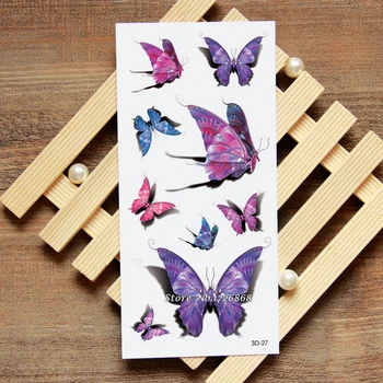 

3D Butterfly Fake Tattoo Decals Temporary Tattoo Body Art Flash Tattoo Stickers Waterproof For Women Men #027