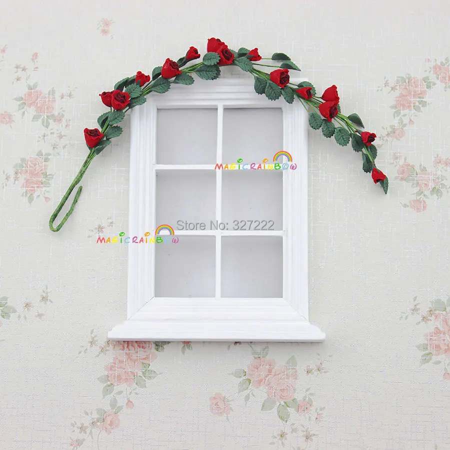 49 Rose Rouge Suspendus Chaîne Fleurs Fleur Plante Maison De Poupée Miniature 112 échelle Semblant Jouer Plantes Décoratives Dans Meubles Jouets