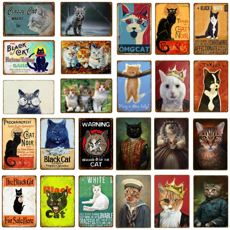 

Warning Beware Of The Cat Pet Signs Metal Animal Poster Vintage Plate For Wall Art Retro Home Room Decor 30X20CM YH055