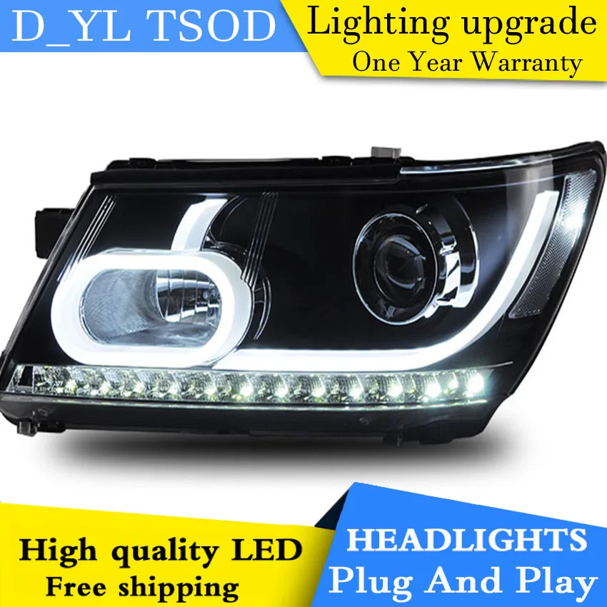 D_YL Car Styling for Dodge Journey Headlights 2009 2015 Journey LED Headlight DRL Lens Double