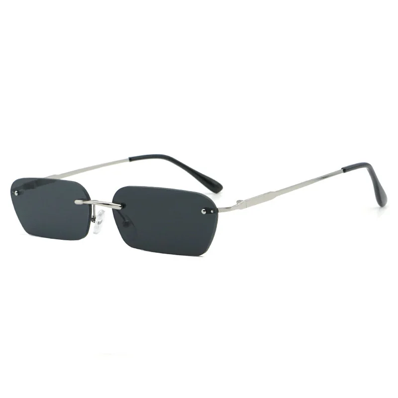 YOOSKE солнцезащитные очки без оправы женские роскошные брендовые дизайнерские солнцезащитные очки «кошачий глаз» мужские винтажные Ретро квадратные маленькие солнцезащитные очки черного и желтого цвета - Цвет линз: BLACK