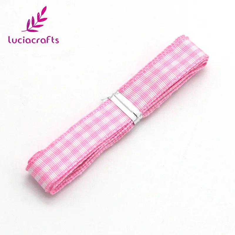 Lucia crafts 5yard Printed Grid Grosgrain Ribbon Gift Package DIY Hairbow Accessories T0102 ribbon decoration ribbon supplies grosgrain ribbon