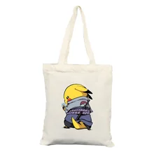 Pokemon Pikachu Cosplay Canvas Large Tote ECO Portable Shoulder Handbag Cartoon Pouch Shopping Bag