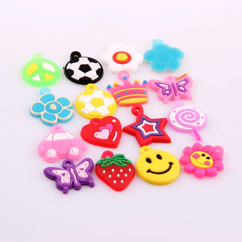 

New 10pcs Mixed Designs Hand-Knitted Bracelet Rubber Loom Bands Charms Pendants For Kids DIY Loom Bracelets Key Chains