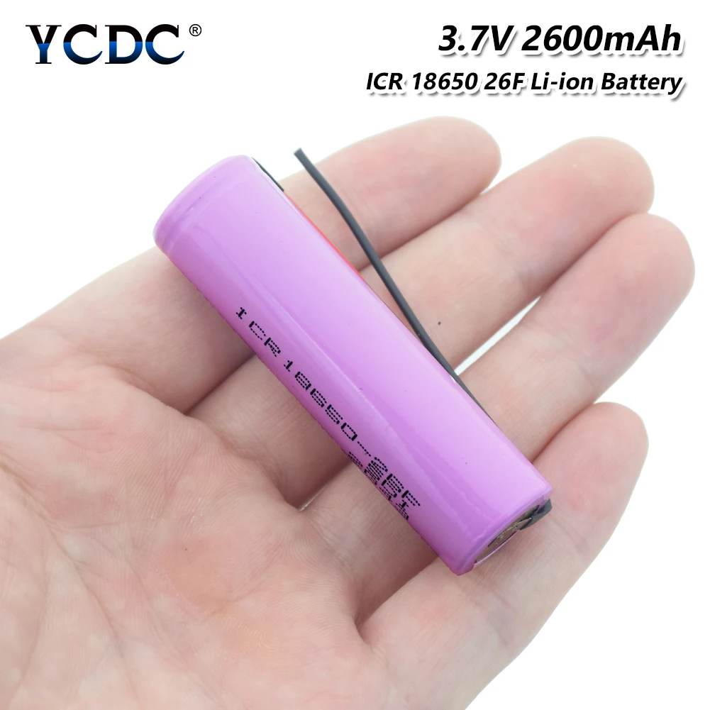 

1/2/4x Pink ICR 18650 26F 3.7V 2600mAh 18650 Li ion Lithium Batery Rechargeable Battery For Led Flashlight Torch Vape Power Bank