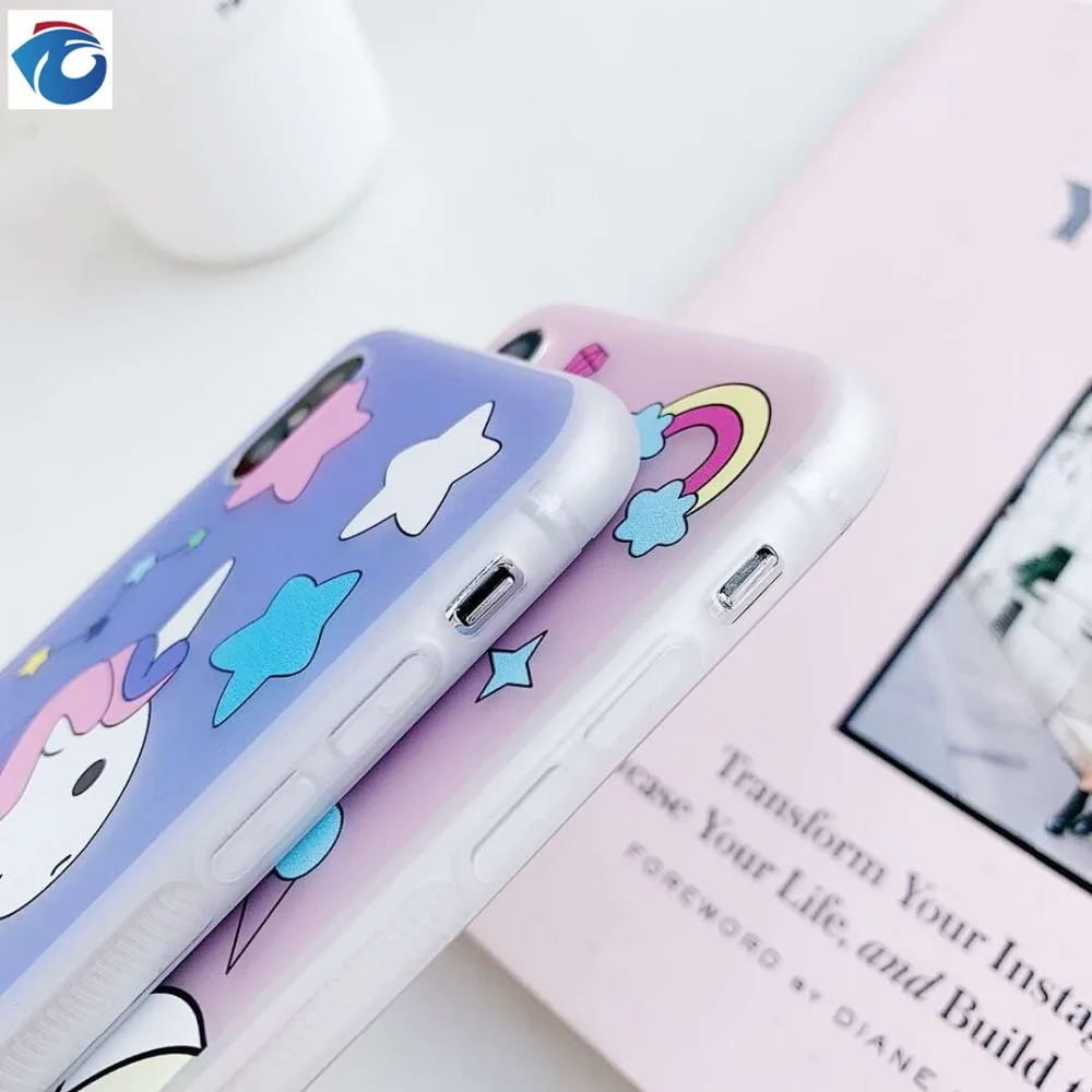 HUANQING Cute Cartooon Unicorn Phone Case For iphone X XR XS Max Case for iphone 6 6s 7 8 plus Cover Rainbow Fashion Soft Case04