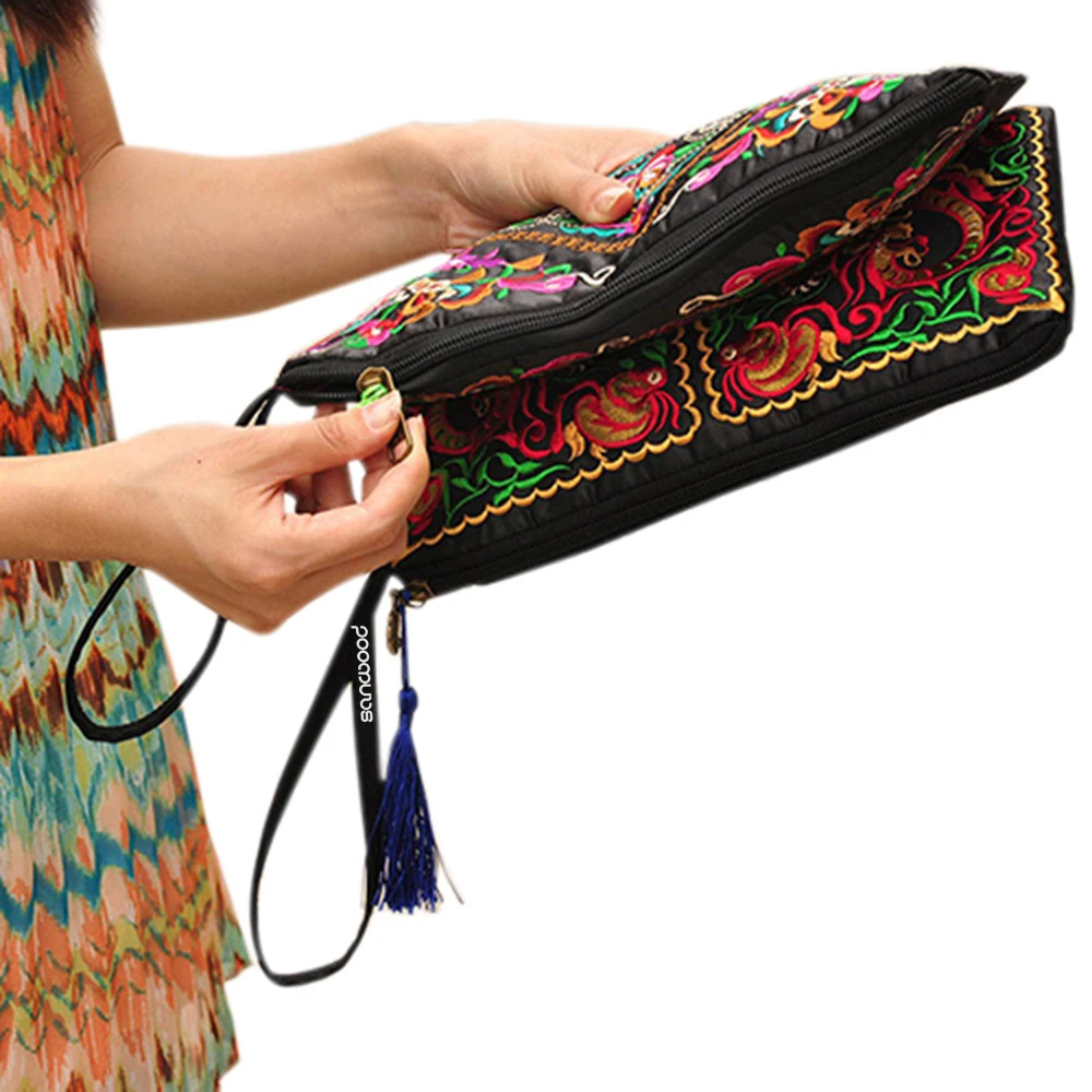 Женский Ретро кошелек с вышивкой, кошелек, этническое сцепление, сумка, держатель для карт, держатель для монет, сумка для телефона, розничная/