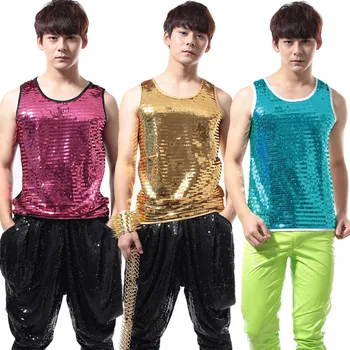 

Men's Fashion Top Sequins Vests Clothing Punk Style Clothes Paillette Ds Vest Male Singer Stage Wear Performance Costume DL2354