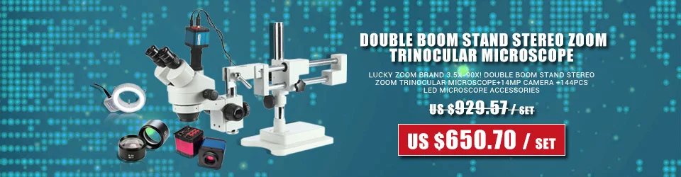 Lucky Zoom Brand 3.5X-45X Simul-Focal Trinocular Zoom Stereo Microscope Head WF10X/20 SZM0.5X WD165mm Microscope Accessories