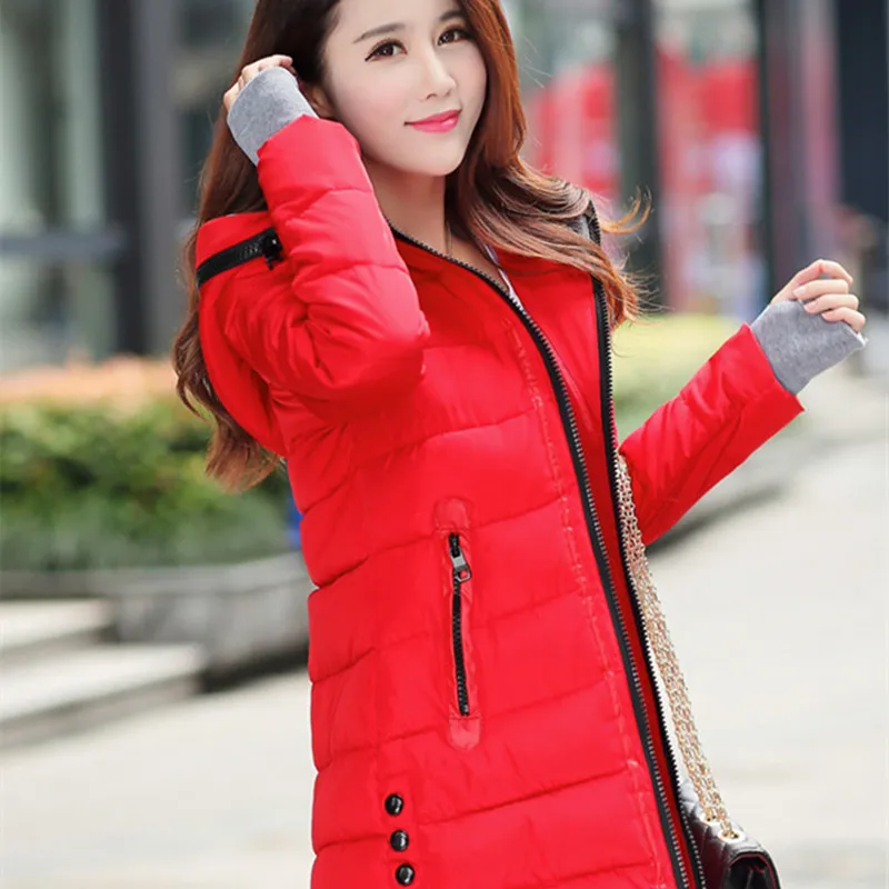 2018 winter down jacket for women parka long section cotton plus size feather female jacket fashion hooded down cotton coat Coats
