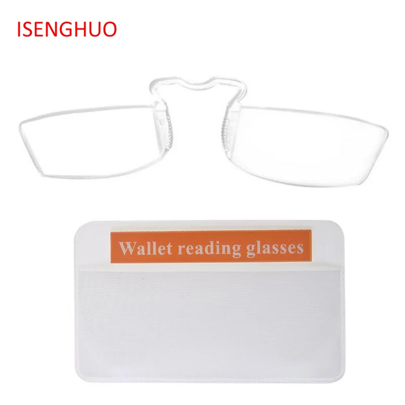 

ISENGHUO Ultralight Transparent Nose Clip Reading Glasses For Women&Men Portable SOS Pince Nez Optical Presbyopic Glasses 1-3.0