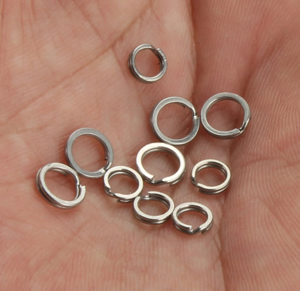 Spinpoler 100 Pcs Stainless Steel Squashed Double Split Ring Heavy Dual Rings Connector Fishing Accessories 3mm 5mm  (5)