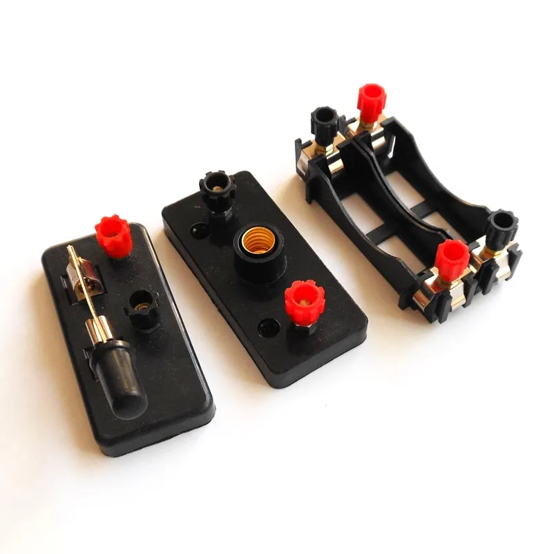 

Popular 4PCS/LOT School Physical Electric Experiment of Teaching Accessories 2pcs AA Battery Box + 1pc Lamp Base + 1pc Switch