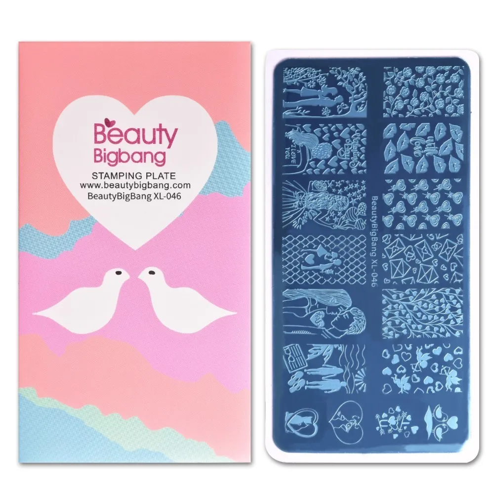 

BeautyBigBang Stamping Plates Nail Template Lover Heart Lip Kiss Images 6*12cm Stainless Steel Nail Art Stamping Plates XL-046