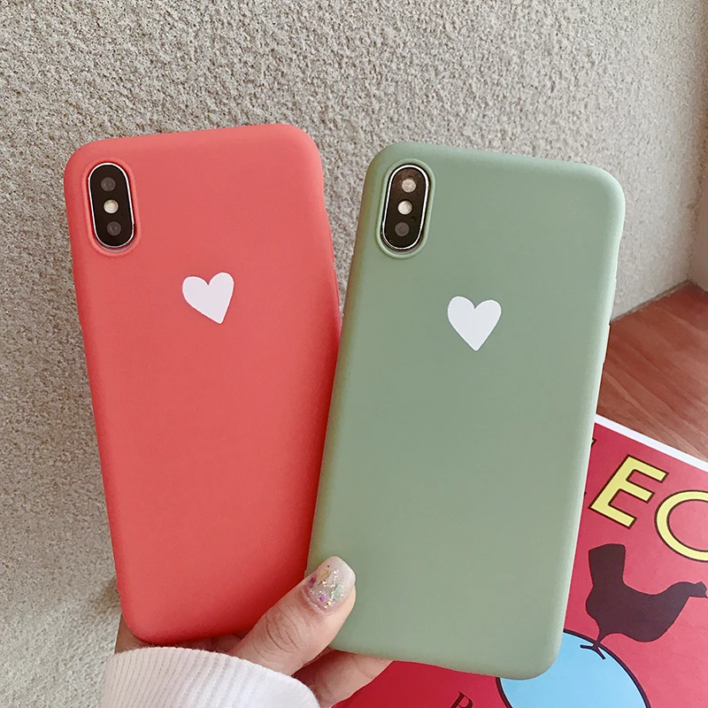 

CALASTEN Love Heart Pattern Phone Case Cover For Iphone 6 6S 7 8 Plus XS Max XR X Soft TPU Silicone Ultra-thin Simple Back Cover