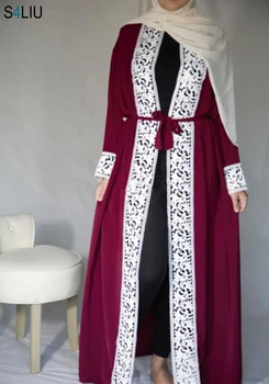 

Muslim Lace Maxi Dress Abaya Open Cardigan Long Dress Dresses Tunic Kimono Jubah Middle East Ramadan Arabic Islamic Clothing