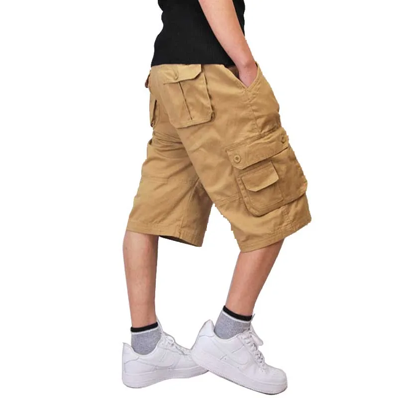 

Multi Pocket Hip Hop Cargo Shorts Men Casual Short Cotton Loose Baggy Boardshorts Washed Short Big Size 30-44