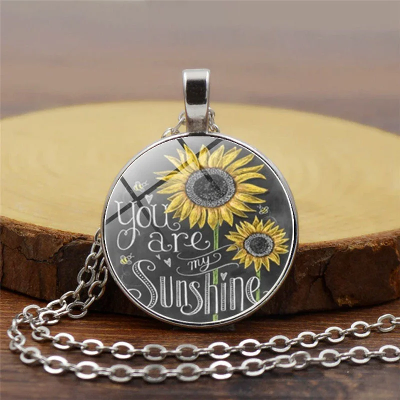 

2018 new Sunflower necklace Yellow Sunflower pendant sunflower charm jewelry spring jewelry yellow flower for women gift