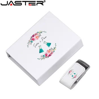 

JASTER Custom Logo For Gifts 2.0 Flash Pen Drive 32GB 4GB 8GB 16GB Pendrive Leather Usb+white Box (Over 10pcs Free Logo)