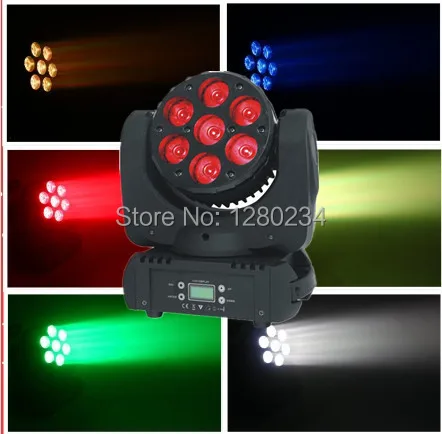 

Super birght mini 7x12w rgbw 4in1 led moving head beam dmx stage light dj equipment with 4 in 1 flight case party disco lighting