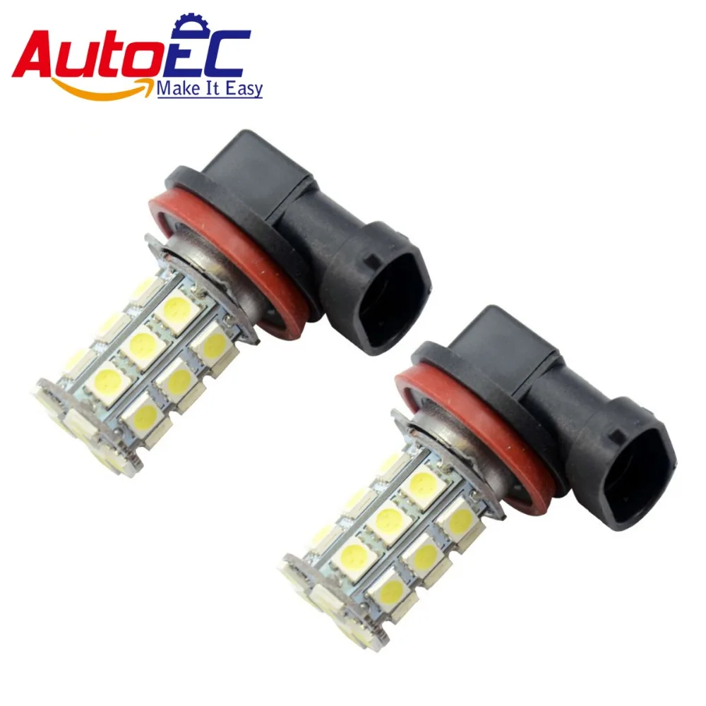 

AutoEC 100 X H11 27 SMD 5050 Auto DRL Head light Front Fog Light Daytime Driving Parking Light white blue 12V # LJ15