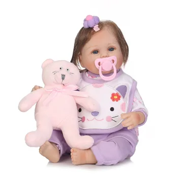 

40cm Handmade Lifelike Cute Baby Girl Doll Silicone Vinyl Reborn Newborn Dolls+Clothes cloth body safe toy brinquedos
