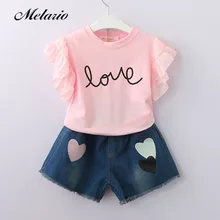 Melario/комплекты одежды для девочек г. Новая летняя одежда для маленьких девочек Стильные комплекты одежды для детей футболка без рукавов+ шорты, детские костюмы