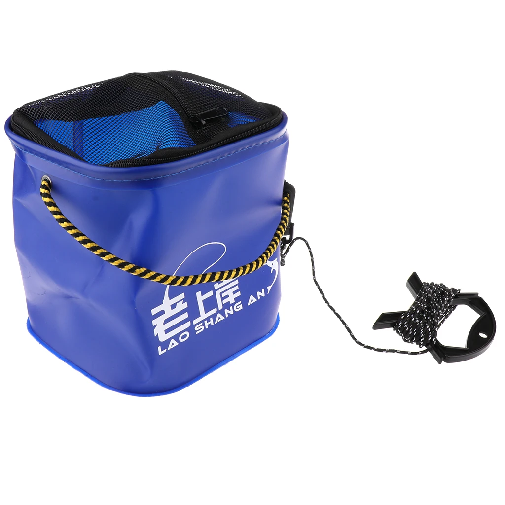 Perfeclan BBQ Camping Collapsible Water Bucket Fishing Tackle Fish Pail Baits Lure Case Wash Basin Collapsible Fishing Bucket