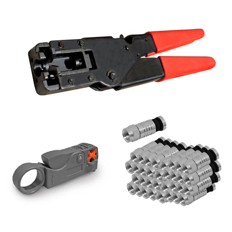 

Crimping Tool Coaxial Cable Compression Tool Crimper For Coaxial Connector Cable Alicate Terminador 24Pcs Compression Connectors