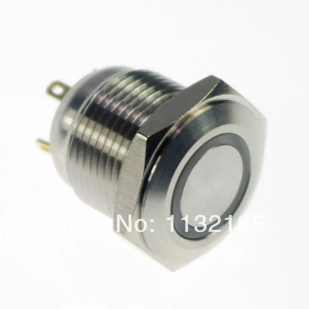 

LED Color Green 16mm OD LED Ring Illuminated Momentary 1NO Push Button Switch Pin Terminals Waterproof
