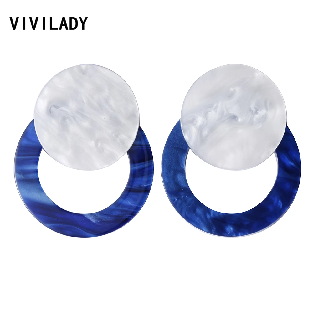 

VIVILADY OL Style Round Circle Acrylic Drop Dangle Earrings Women Candy Color Statement Jewelry Brinco Accessories Bijoux Gifts