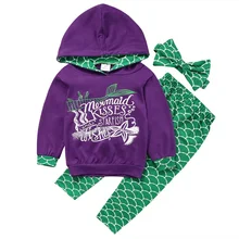 Beauty Boutique/комплекты одежды для маленьких девочек с изображением русалки, толстовка с капюшоном+ штаны, комплект одежды из 3 предметов