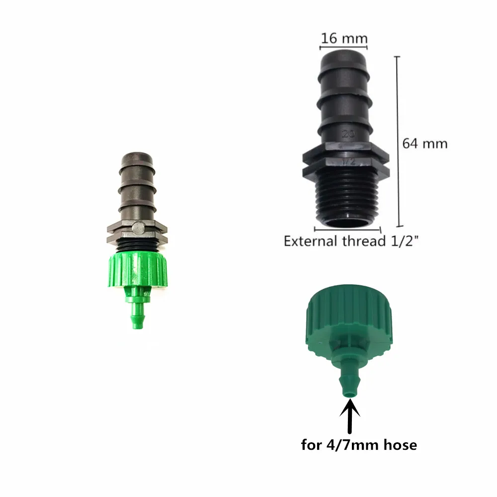 Садовый шланг разъем 16 мм до 4/7 мм или 8/11 мм автоматического полива пластиковая разъем 2 шт