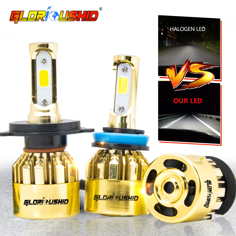 H7 LED H4 H1 H11 Car Headlight Bulbs S500 Golden Chrome Luxury Version H8 H9 H3 HB3 HB4 881 Auto Fog Light Bulb 6500k 72W 8000LM