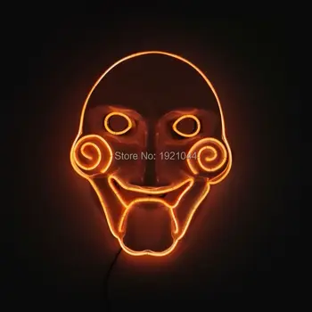 

10 Color Choice Halloween Ghost glowing EL wire Chainsaw mask Fashion Cosplay MASK Costume mask for party By 3V Steady On Driver