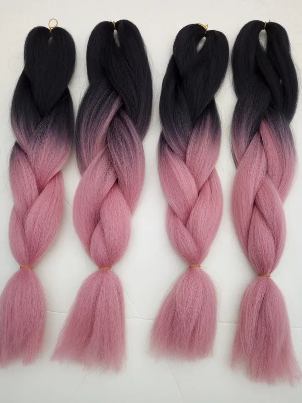 New Ombre Pale Pink Two Tone Color Synthetic Braiding Hair Bulk