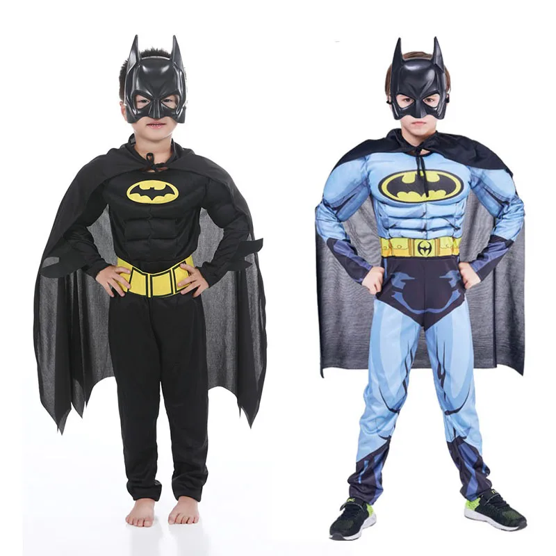 

Kids Boys Muscle Batman Jumpsuit with Mask Cloak Movie Superhero Cosplay Halloween Masquerade Evening Batman Role Play