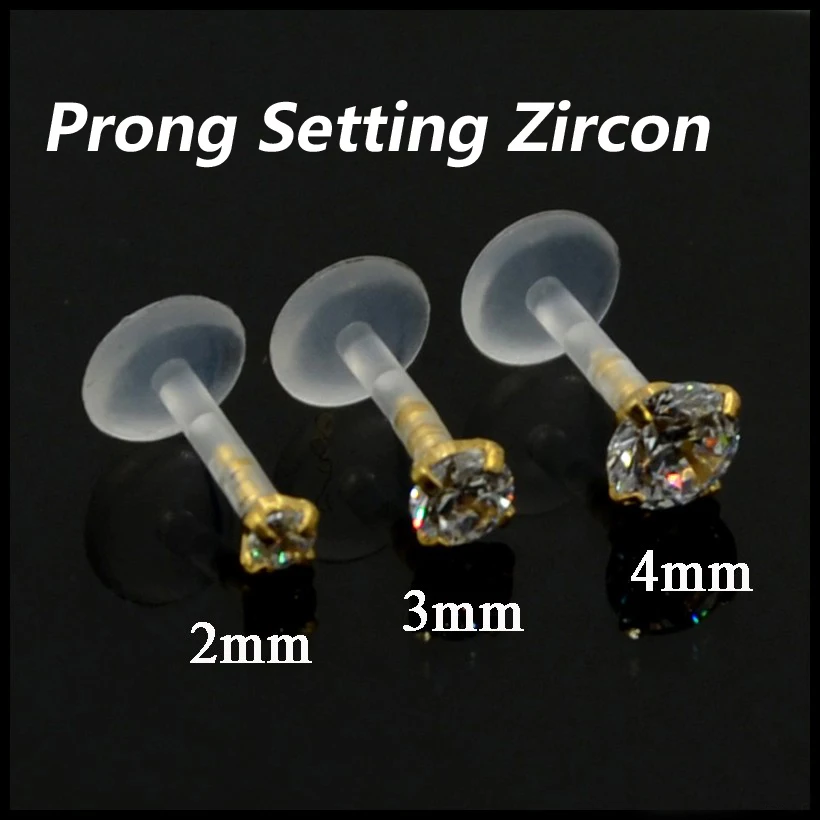 Piercing Jewelry Ear Piercing Jewelry Body Piercing Jewelry Body Jewelry 1Piece Fashion Round Zircon CZ 316l Steel&PTFE Labret Lip Bar Ring Piercing Ear Cartilage Tragus Sexy Girl