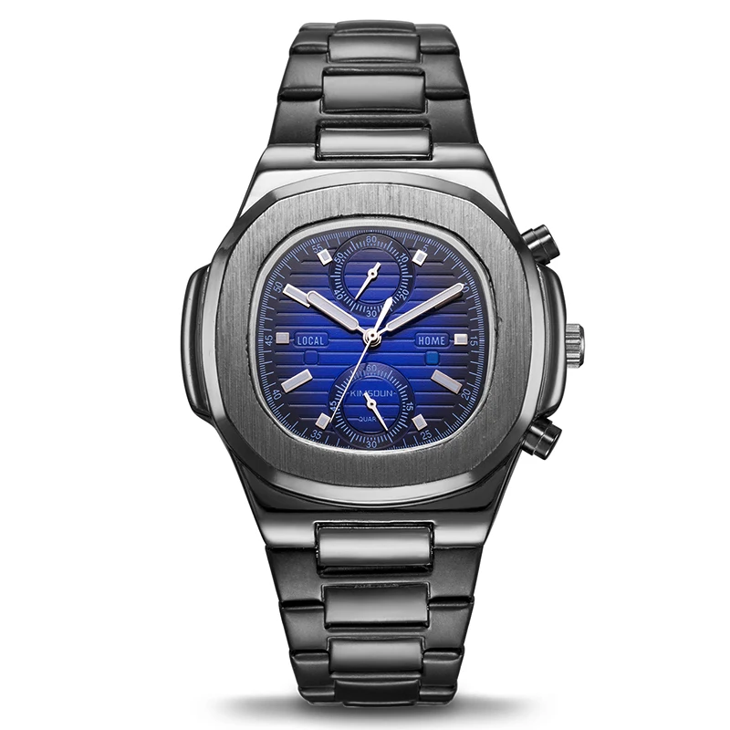 

Fashion Men's Quartz Sport Watch Waterproof Chronograph Square Stainless Steel Wrist Watch Men Clock Male Relogio Masculino