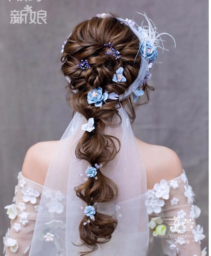 Haaraccessoires бруид Последние Перья Кружевной Костюм veletta per cappelli