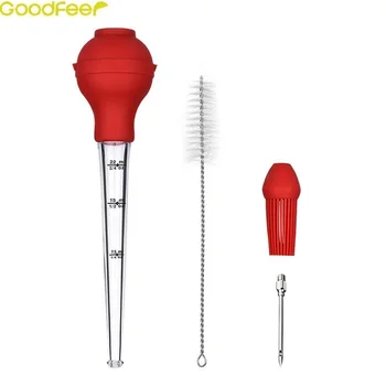 

Goodfeer Plastic Barbecue Basting Pump with Cleaning Brush Wine Honey Oil BBQ Injector Pastry Seasoning Pump Party Cooking Tools