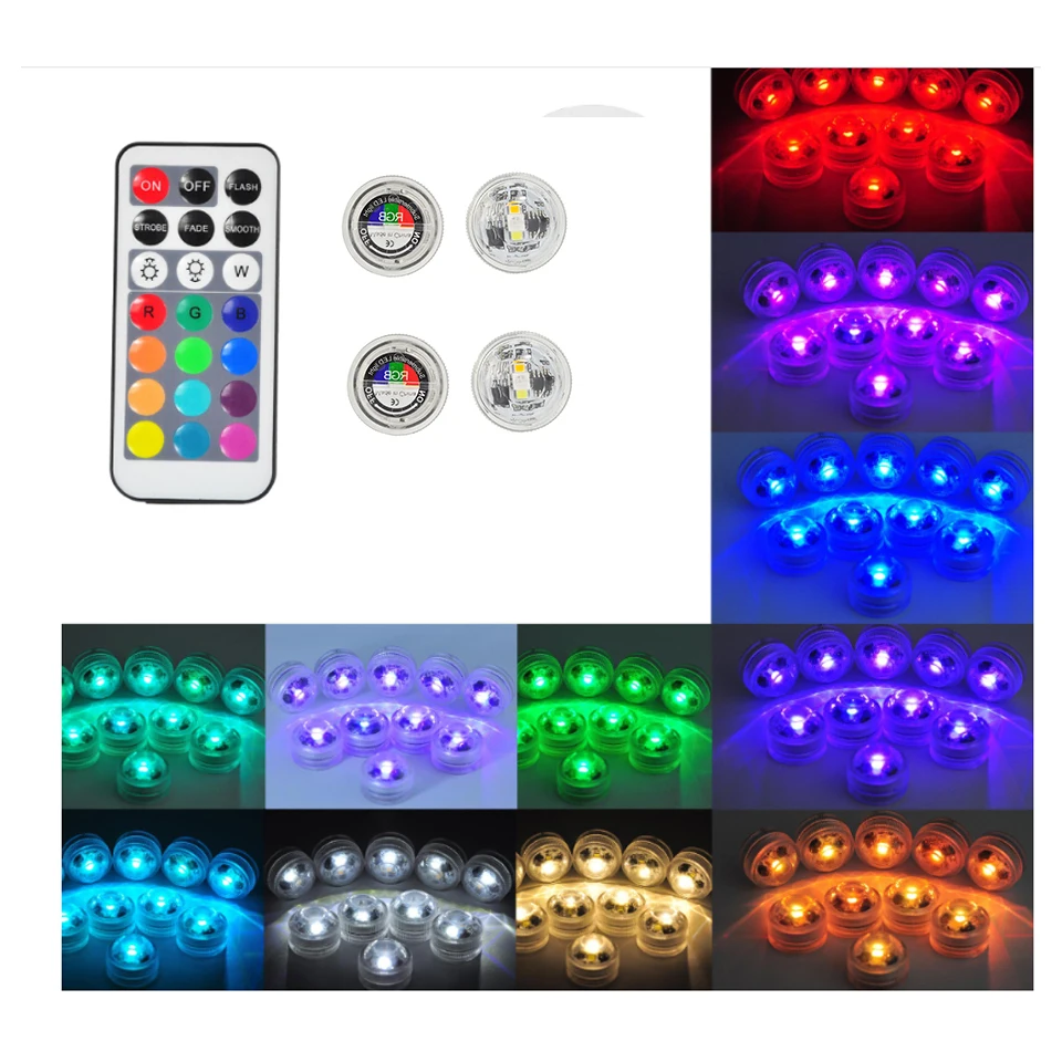 Водонепроницаемая подводная Светодиодная лампа RGB питание от батарейки ночник