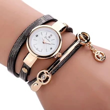 New Duoya Fashion Women Bracelet Watch Gold Quartz Gift Watch Wristwatch Women Dress Leather Casual Bracelet