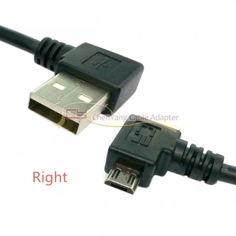 Left Angled 90 Degree Micro Usb Male To Usb Data Charge Cable 0.2m