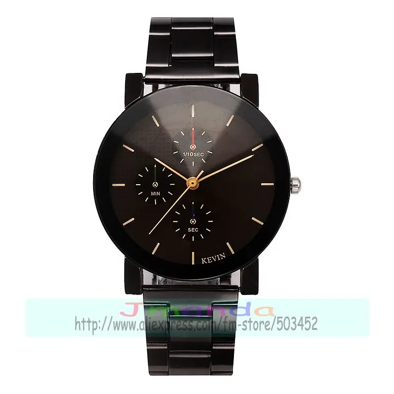 

100pcs/lot kevin watch color dial hot selling black watch wrap quartz casual alloy watch black strap wholesale watches